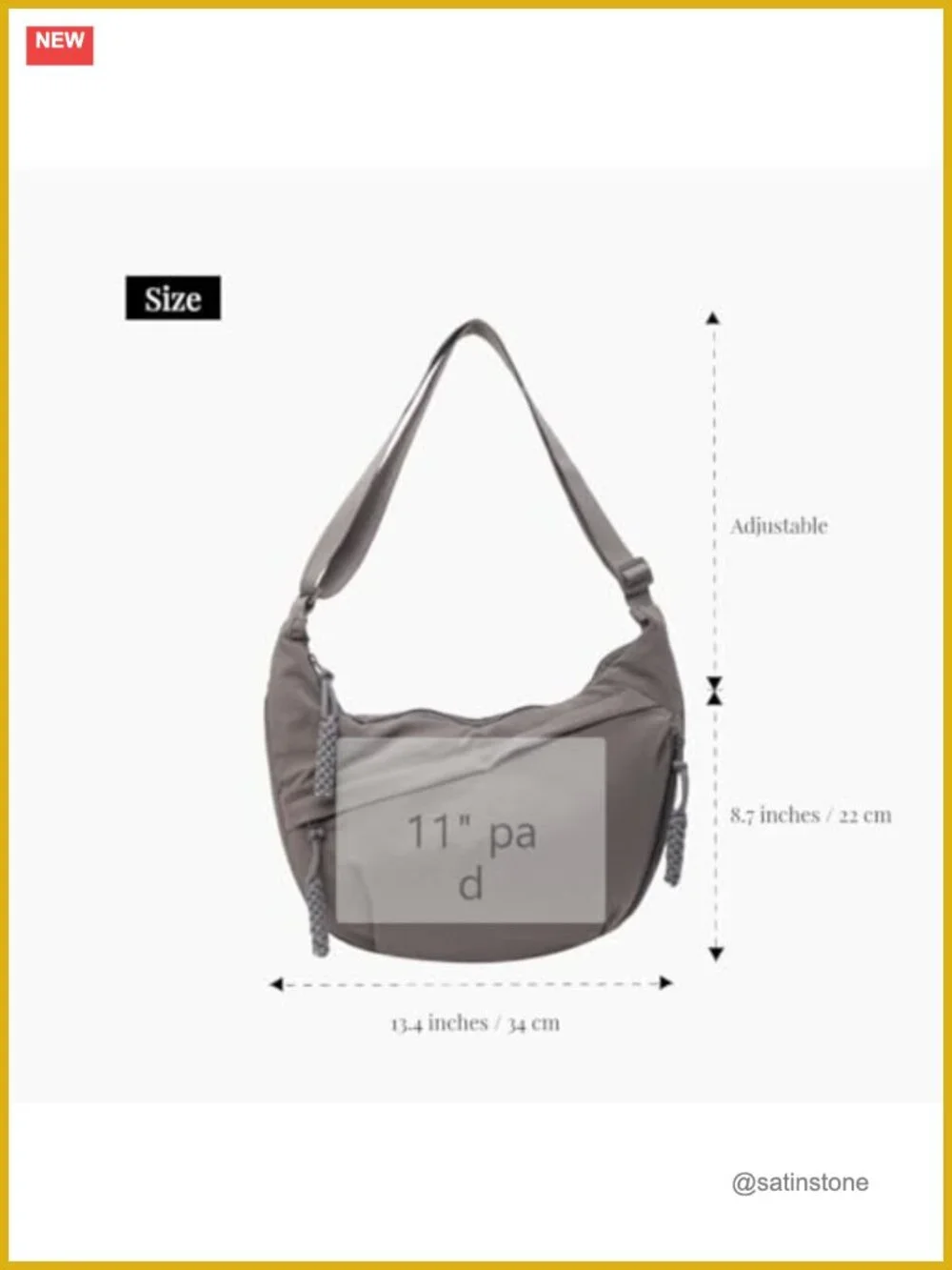 Nylon Crossbody Bag for Women, Adjustable Strap Crescent Purse